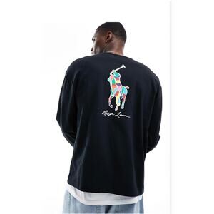 POLO Ralph Lauren Colorful Pony Long Sleeve Heavyweight T-shirt Mens Large Black